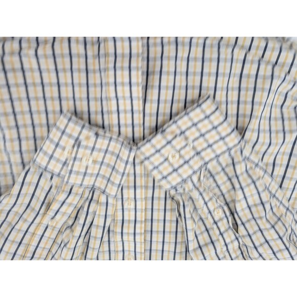 Izod 100% Cotton Logo Yellow Striped Long Sleeve Button Down Shirt Size Large - Picture 8 of 9